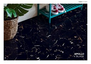 Apollo Luxury Europe 600x1200mm Moderno Negro Alto brillo Antideslizante Porcelana Piso Azulejos de pared Textura sólida Rústico Resistente al desgaste - Product Image 3