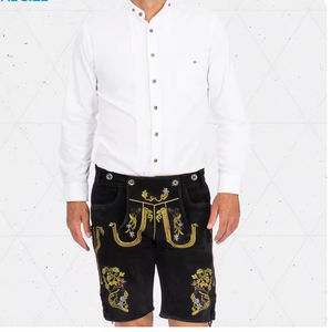 Pantalones cortos Lederhosen para hombre con bordado detallado de piel sintética y tirantes para eventos tradicionales y reuniones culturales - Product Image 6