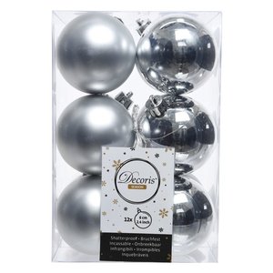 Ensemble de 12 boules de Noël en plastique argenté Amicasa, décorations de 6 cm, 9021831, boules de Noël et décorations d'arbre - Product Image 1