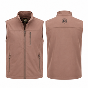 Gilet softshell sans manches pour homme, couleur unie, col montant, fermeture éclair, coupe-vent, décontracté, pour l'automne et l'hiver - Product Image 1