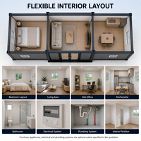 Maison conteneur préfabriquée à double aile extensible et isolée, design moderne, bâtiment modulaire en acier portable, personnalisable, garantie 2 ans