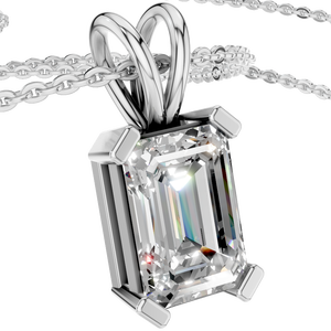 Pendentif en or massif 14 carats plaqué rhodium avec moissanite VVS pour homme et femme, avec chaîne en or fin - Fête et cadeau - Product Image 4