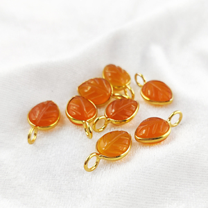 10x8mm feuille sculptée pendentif en pierres précieuses or 18 carats Vermeil 925 lunette en argent sterling pierre de naissance naturelle pendentifs fins et breloques de guérison - Product Image 3