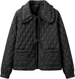 Vestes légères matelassées pour femmes à manches longues hiver recadrée coton rembourré manteau veste cravate avant vêtements d'extérieur gonflés - Product Image 4