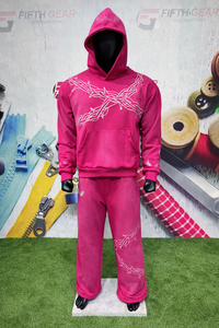 Sudadera con Capucha y Pantalones Deportivos de Felpa Gruesa para Invierno, Ropa Deportiva y Urbana con Pedrería, 100% Algodón, Unisex - Product Image 4