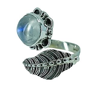 Bague Statement en Argent Sterling 925 avec Pierre de Lune Arc-en-ciel, Faite à la Main, Style Bohème, Pierre de Naissance de Juin, Cadeau Parfait pour son Anniversaire - Product Image 1