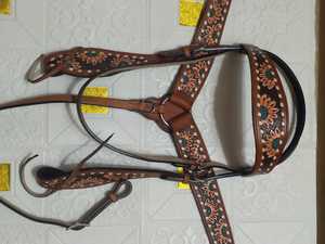 Serre-tête et cuirasse Western à une oreille en cuir véritable avec point de bouc | Fabriqué en Inde | Prix de gros pour la conduite - Product Image 2