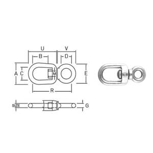 Chaîne à maillons pivotants en acier au carbone de type US, plaquée zinc, type simple - Product Image 2