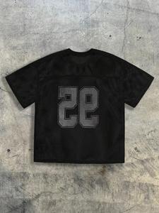 Personnalisé vers le bas épaule surdimensionné maillot de football américain Premium unisexe respirant imprimé Logo 100% Polyester rayé - Product Image 2
