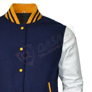 Imprimations personnalisées Letterman 100% laine polaire de coton-corps et manches en cuir de vachette de couleur orange veste universitaire de baseball - Product Image 5