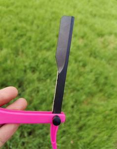 Vente à chaud Rasoirs de salon à lame unique pour hommes Échantillon gratuit Vente en gros en plastique de couleur rose avec manche pour le visage - Product Image 3