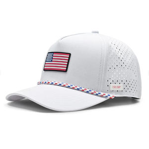 หมวกกอล์ฟปักโลโก้ USA แบบ OEM ขายส่ง ปรับแต่งได้ 5 ชิ้น ต่อชุด หลายสี ปีกหมวกแบบเชือก สำหรับกีฬากอล์ฟ กิจกรรมกลางแจ้ง - Product Image 1