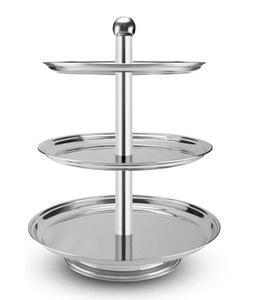 Présentoir à gâteaux en métal galvanisé Plateau de présentation rond pour cupcakes pâtisseries Décoration de table de fête de mariage et de boulangerie - Product Image 4