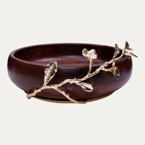Bol en bois rond classique fait à la main élégant et moderne Design bol à salade en bois d'acacia avec des branches pour la maison et l'hôtel fournitures mariages - Product Image 1