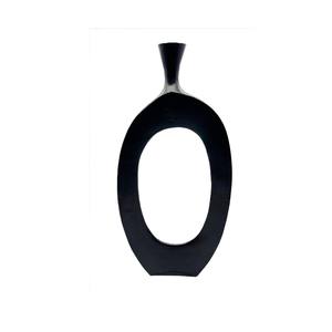 Vente en gros Vases en métal personnalisés en aluminium pour la décoration intérieure Vases à fleurs modernes de petite table à revêtement de poudre noire - Product Image 6