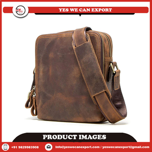 กระเป๋าแมสเซ็นเจอร์สะพายข้างหนังควายทำมือวินเทจสำหรับทุกเพศ - Product Image 2