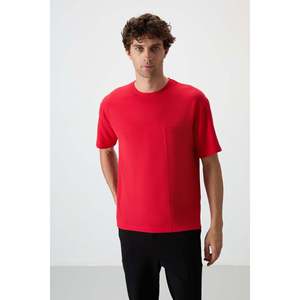 T-shirt basique pour homme Air Jones Red Waffle Interlock, surface texturée, coupe ample, pour un usage décontracté - Product Image 1
