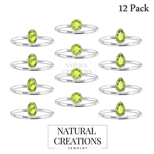 Bisel de piedras preciosas de peridoto Natural de Plata de Ley 925, ajuste hecho a mano, regalo de boda minimalista clásico, joyería de anillo apilable para ella - Product Image 5