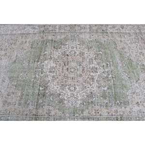 Alfombra Turca Vintage Grande de 5.3x8.5 pies (161x259 cm), Alfombra Abstracta Verde - Product Image 5