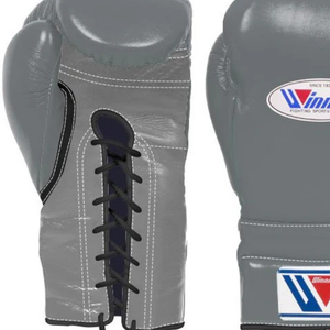 Gants de boxe à lacets Winning Gris Noir Cuir véritable Entraînement professionnel Sparring Gants de boxe Couleur classique 8oz 10oz 12oz 14oz - Product Image 2