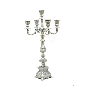 Silver Candelabra 5 Arm High Finishing Candle Holder Metal Candlestick Holder Stand In High Quality And Reasonable Prices