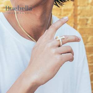 Moda Hip Hop fiesta Original 925 plata esterlina Baguette diamante Cruz anillo Moissanite Iced Out anillo para hombres - Product Image 3