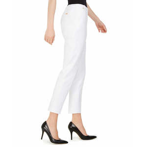 Pantaloni da Donna Calvin Klein Slim Fit alla Caviglia, Bianchi, Taglia 10 - Antirughe, Traspiranti, con Bottoni, Disponibili dalla XS alla XL - Product Image 3
