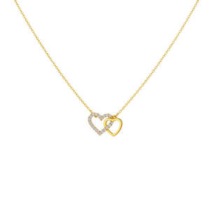 NOVAMART Fine Hallmarked <b>Silver</b> Minimal Twin Heart Pendant for Women Gold Rhodium Plated Diamond Zircon Opal Inlaid Platinum Mai - Product Image 3