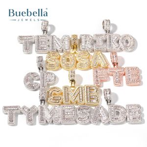 925 argent glacé personnalisé A-Z Baguette lettres pendentif Hip Hop bijoux pour hommes - Product Image 5