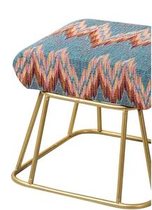 Fancy rectangular footrests ottoman gold metal legs sitting <b>stool</b> usage home hotel room restaurant indoor outdoor living room - Product Image 4