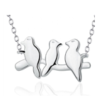 Collana in Argento Sterling con Ciondolo e Charm di Uccelli Appollaiati su Ramo - Product Image 2