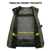 Angelweste für Herren Ärmellos Atmungsaktiv Schnelltrocknend Knitterfrei Sommer Outdoor High-Street-Style Cargo-Weste mit Mehreren Taschen