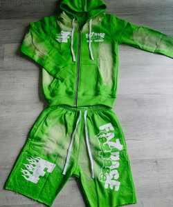 ชุดวอร์มพิมพ์ลายฟฌอกเกอร์ชุดวอร์มสำหรับผู้ชายชุดวอร์มพิมพ์ลายพัฟเสื้อฮู้ดและกางเกงขาสั้นผ้ายืดสไตล์วินเทจ - Product Image 5