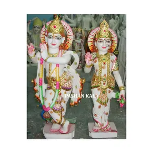 Wunderschöne weiße marmor-polierte Radha-Krishna-Statue handgefertigt exklusive einzigartige weiße Radha-Krishna-schöne Statue zur Anbetung