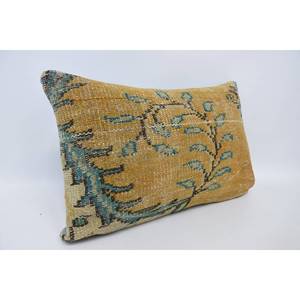 Premium Beige Kantha Patchwork Wool Pillow 16x24 Inch Luxury <b>Fluffy</b> Woven Pattern Portable <b>Bedding</b>-Square Ring Vintage - Product Image 3
