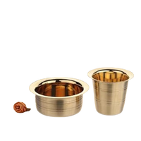 Ensemble de Dabara en Laiton PURI avec Petite Cuillère 200ML Finition Brillante Ensemble de Café Filtre Indien du Sud Qualité d'Exportation Artisanat Indien Traditionnel