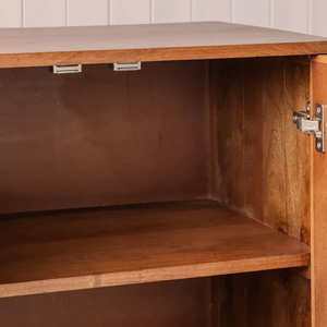 Mesa de Noche de Madera de Mango con Acabado Dorado Oscuro, Mesita de Noche Moderna de Madera, Mueble de Almacenamiento para Dormitorio - Product Image 3