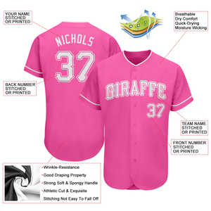 Maillots de softball authentiques pour femmes personnalisés rose et blanc à séchage rapide col en v avec demi-manches respirantes vêtements de softball de baseball - Product Image 2
