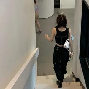 Pantalones Cargo para correr para mujer, transpirables, antiarrugas, impermeables, con bolsillo de gran tamaño, elásticos, bajos para salidas de verano, informales para adolescentes - Product Image 3