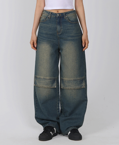 Pantalones Vaqueros Anchos de Pierna Ancha para Mujer HOOR, con Parche en la Rodilla y Tirantes en la Espalda, Elegantes, Casuales, Modernos, para Uso Diario, 2 Colores - Product Image 6