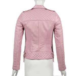 Chaquetas de motorista para mujer con logotipo personalizado, chaquetas de piel de oveja auténtica para mujer, venta al por mayor - Product Image 6