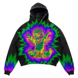 Ropa de calle 100% de algodón de peso pesado Vintage desgastado lavado con ácido Sudadera con capucha Crop Top serigrafiada sudaderas con capucha recortadas en blanco personalizadas - Product Image 6