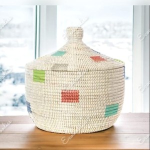 ตะกร้าเก็บเชือกคอตตอนสานทำด้วยมือพร้อมฝาปิดตะกร้าเก็บเครื่องสำอางของเด็กสำหรับบ้านและโรงแรม - Product Image 6