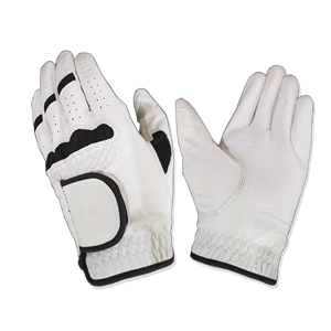 Gants de golf en cuir véritable pour hommes, souples, en blanc et noir, pour le sport - Product Image 1