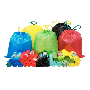Garbage bag with single/double drawstring trash liners kitchen packaging easy to tie from Viet Nam ODM supplier direct price