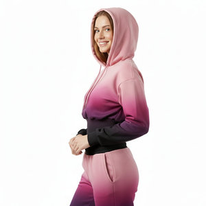 Sudadera con Capucha de Diseño Personalizado para Mujer, Cintura Alta, Estilo Corsé, Hombros Caídos, Top Corto, Sudadera de Felpa de Algodón Grueso - Product Image 2