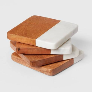 Sous-verres carrés en bois faits main, personnalisés, écologiques, avec résine époxy, artisanat de haute qualité en noyer, modèle CC-8909 - Product Image 3