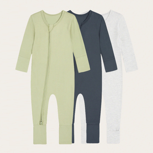Mameluco de manga larga para bebé, de jersey de bambú, ecológico, para recién nacido, <span class=keywords><strong>ropa</strong></span> de dormir, mono personalizado para recién nacido. - Product Image 1