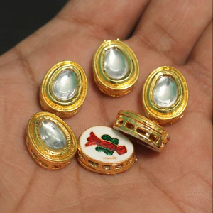 Assortiment de perles dorées Meenakari Kundan Spacer Connector Composants de bijoux 15-20mm pour la fabrication de colliers/boucles d'oreilles. - Product Image 3