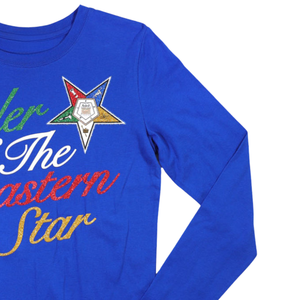 OES Camiseta azul de manga larga 100% algodón Orden de Eastern Star Shirt Custom Fraternity Sorority Apparel Bordado Comfort Top - Product Image 2